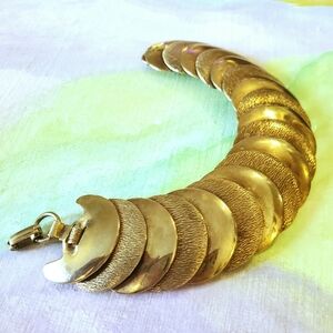 Vintage Brass Bracelet 60s Chunky Panel